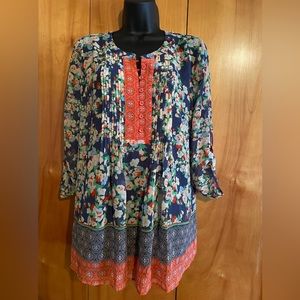 Daniel Rainn floral boho blouse size Medium